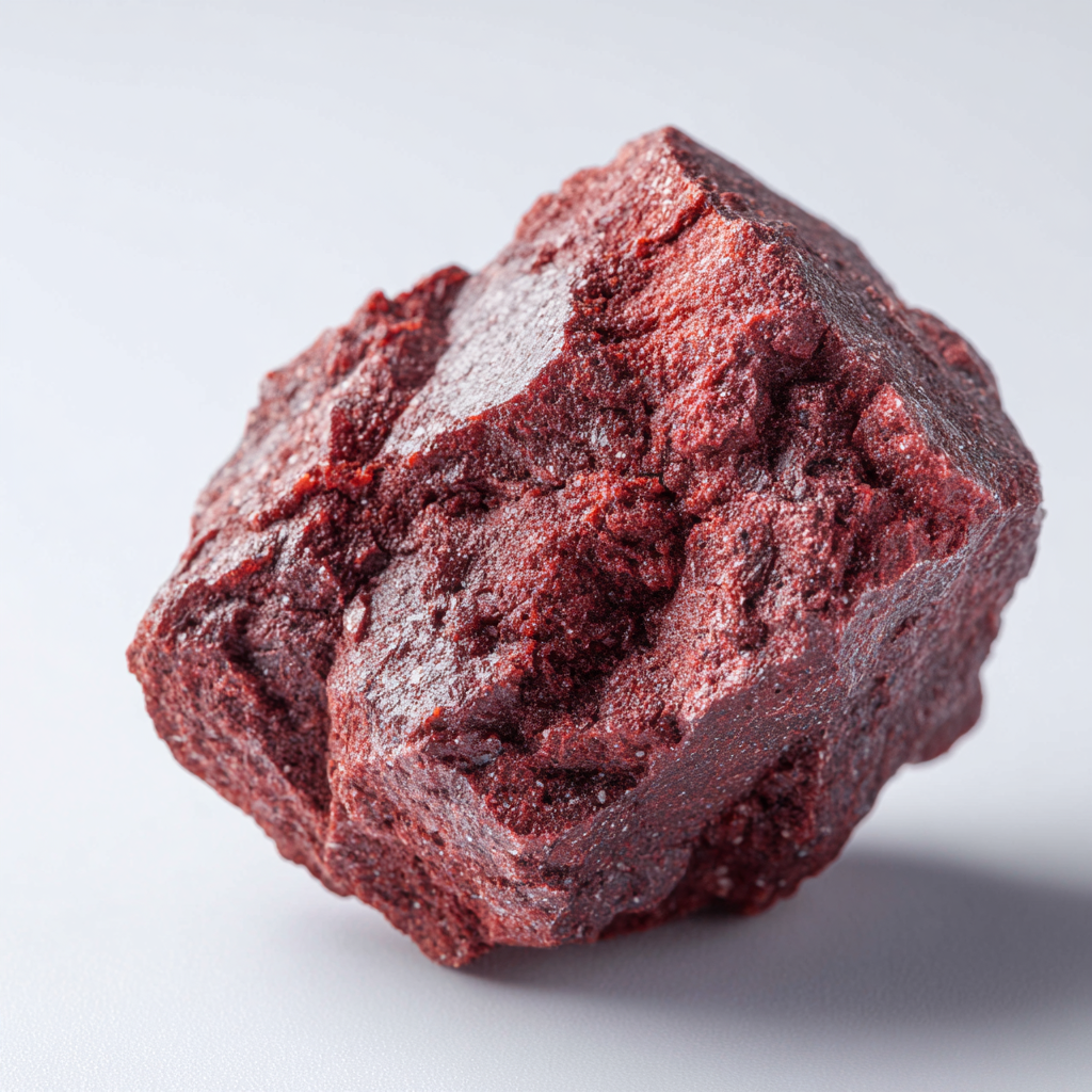 Red cinnabar stone on a white background