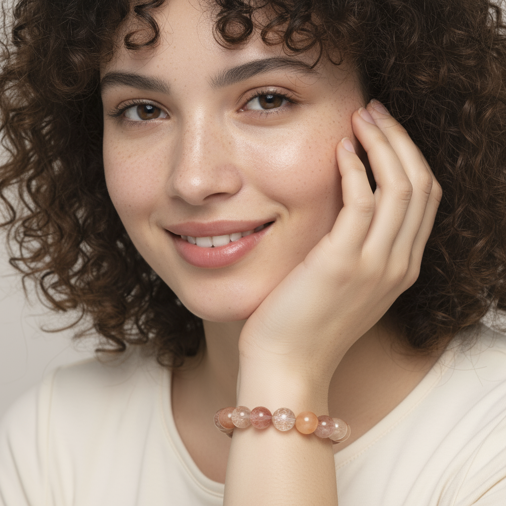 Natural Hematoid (Fire) Quartz Healing Bracelet - Stress Relief & Energy